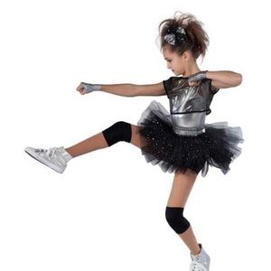 Dansco, black and silver, costume, girls size MC medium child, punk, Halloween
